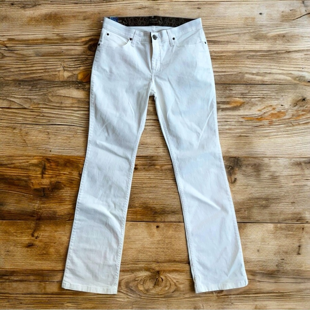 Wrangler Q Baby Jeans Womens 8 White Straight Elastic No Gap Waistband‎ Riding